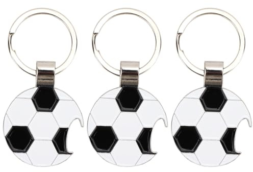 KEUKORZ 3Pcs Football Bottle Opener Keychains, Soccer Ball Shaped Metal Beer Opener Keyrings for Sports Fans, Keychain for Home Kitchen Bar Party Restaurant