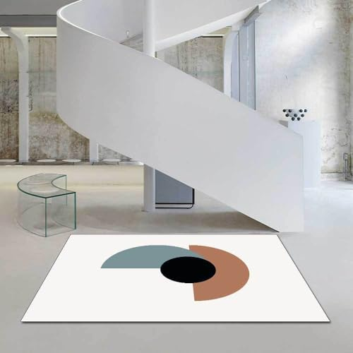 Chanxiang666 Home Teppich Wohnzimmer 140x200cm Moderne geometrische Formen in Braun, Blau und Weiߠ Kurzflor, Borte, WeichMaschinenwaschbar 140x200cm