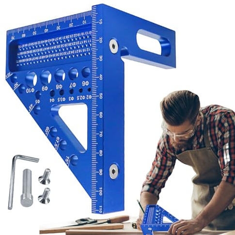 Goniometro quadrato per la lavorazione del legno, Goniometro 3D per la lavorazione del legno,Righello per tracciare la posizione dei fori in lega di alluminio - Righello quadrato a sella 3D, goniometr