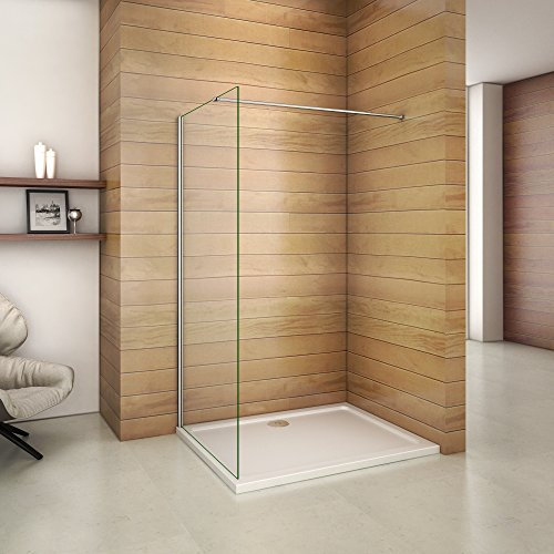 Paroi de douche 700x2000x8mm en verre anticalcaire Walk in paroi de fixation avec barre de fixation la pince 360° 140cm