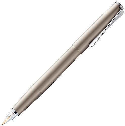 Lamy studio Palladium Füller – universeller Füllfederhalter in elegantem Gehäuse aus Ganzmetall – 14 kt. Goldfeder, partiell platiniert & in Strichbreite F – inkl. Tintenpatrone T 10 blau