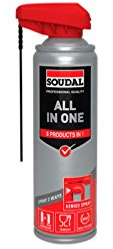 Soudal All-in-one Genius Spray, 300ml, Dose, Allzweckspray mit 8 Eigenschaften: Schmiermittel, Rostlöser, Reiniger, Kriechöl, Feuchtigkeitsverdränger, Kontakt-, Antischock- und Korrosionsschutzspray