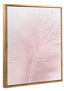 Bildershop-24 Schattenfugenrahmen Set Lemgo Blattgold mit Keilrahmen Leinwand Bild Druck Motiv: Feder Rosa 4 60x80cm