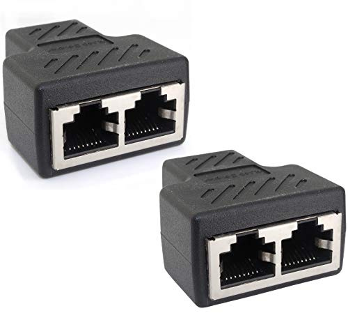 1aTTack.de Cat.6A nätverkskabel kabelanslutning kabeldelningsadapter RJ45 kompatibel med Cat5 Cat6 Cat7 Cat8 2 delar