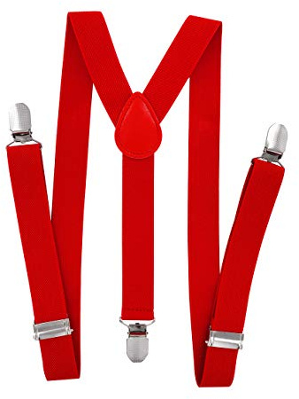axy Kinder Jungen Hosenträger-Y Form breit 2,5 cm mit 3 Starken Clips, kombinierbar mit Fliege - Uni Farben HTK25-1