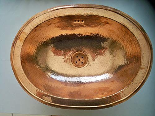 Lavabo in rame rosso ovale Marocchino da incasso Lavello Lavabo Lavabo Bagno 49 x 35 cm