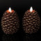 Eldnacele LED Pine Cone Candles with Timer, Battery Operated Flameless Candles Unscented Wax Pinecone Candles Brown 2 Pack for Christmas Home Party Decoration