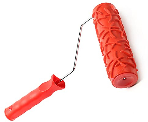 Utoolmart Home-Wand-Gummi-Farbroller, 175 mm, gemusterter Farbroller für Wanddekoration, Rissmuster, Malwalze, EG038T Holzmaserung, Malwalze, mit rotem Kunststoffgriff, 1 Stück