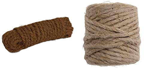 Windhager Kokos-Baumanbinder ÖKO, Kokosgarn, Kokosseil, Kokos-Tau, Baum-Kordel, Garn aus 100% Kokosfaser, 15 m, 06200 & Jute-Schnur Jutegarn Bindegarn Bindeschnur, natur, 4 mm x 50 m, 06158, beige