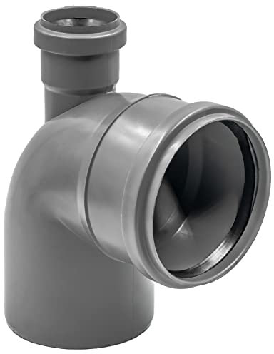 Coude de réduction HT DN 110 × 50 90° supérieur gris | coude réducteur avec sortie supérieure, montage rapide par emboîtement