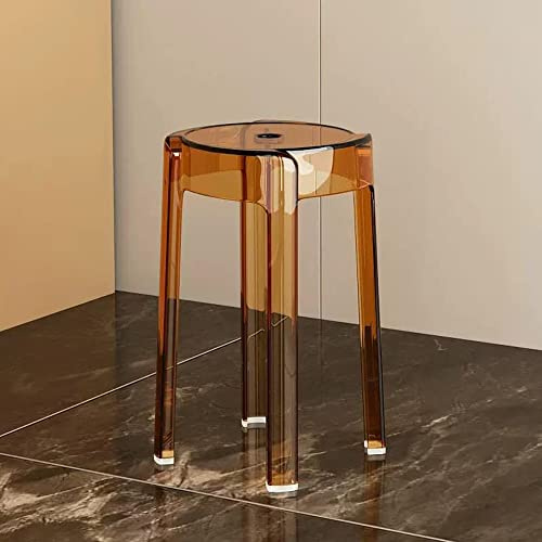 FREAZE Sgabello Trasparente Sgabelli Alti Impilabili, Antiscivolo Sgabello Alto 46cm, Sgabello da Bar in Acrilico per Cafe, Riunioni di Famiglia, Soggiorno (Color : Light Brown)