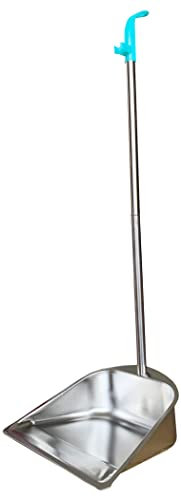 Paletta a manico lungo, 85 cm, resistente in acciaio inossidabile, design di grande capacità, per casa, ufficio, negozio, animali domestici, blu, 1 pezzo