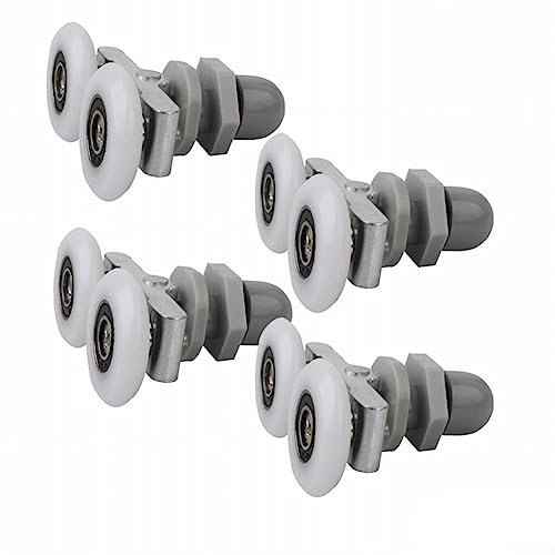 QOXEZY Lot de 4 roulettes doubles pour porte de douche 19/23/25/27 mm de diamètre, fabriquées en matériaux de haute qualité, durables et pratiques