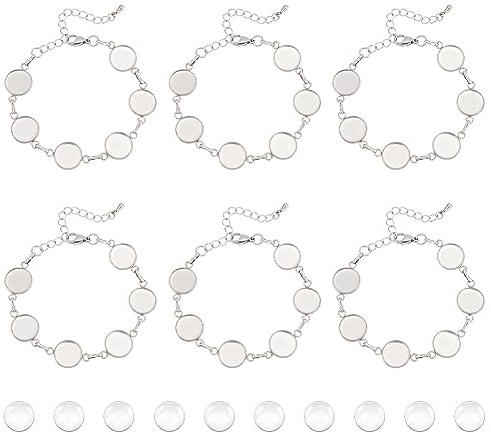 UNICRAFTALE Armbänder aus Edelstahl mit Cabochons aus transparentem Glas, Armband, Parameter der Lünette, Tablett, Armbänder
