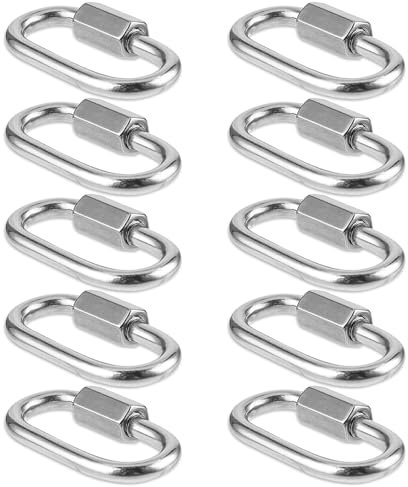 Mabor 10 Stück Karabinerhaken Schraubkarabiner Quick Link Kleine Verriegelung Karabiner Twist Key Screw Chain Link Verschlussclips für Rucksack Schaukel Zelt Wasserbecher Schlüssel