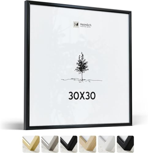 Heimlich Fotorahmen aus Aluminium – 30 x 30 cm, Schwarz | Heimlich® – Robuste, Mittelgroße, Quadratische Bilderrahmen Aus Metall – Nur Zur Wandmontage