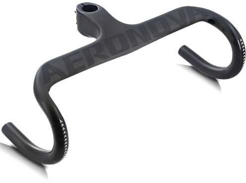 Yccyctrek Carbon Aero integrierte Lenker, 400 x 90 mm, Rennrad | Karbonfaser-Lenker, 28,6 mm, UD, mattschwarz, einteilig, vollständige interne Routing, Tachohalterung kompatibel