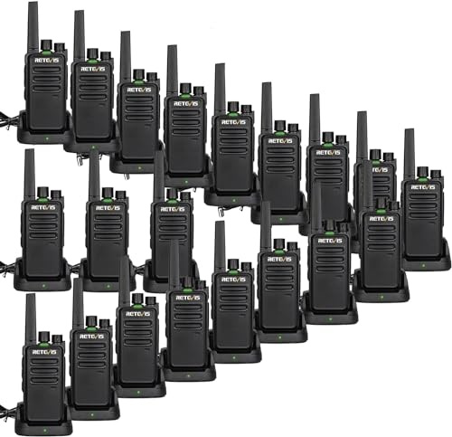 Retevis RT668 Talkie Walkie Longue Portée, PMR446 Talkie Walkie Rechargeable pour Adultes, Silencieux VOX,Anti-Chute, Anti-poussière, Professionnelle tolki woki pour Fournisseur(Noir, 20 pièces)