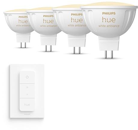Philips Hue - GU5.3-4x MR16-Spots Warm/Kaltweiß | 12V - Inkl. Hue Dimmer Switch - Hue White Ambiance