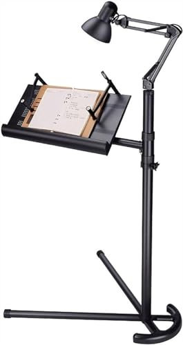 JAVPTAV Metall-Bodenständer, Verstellbarer Winkel, Bücherständer, Leseregal, bodenstehend for Lesen, Teleskop-Heben, hängendes mobiles Bett, Computer-Notebook-Buchständer, Faltbarer Notenständer