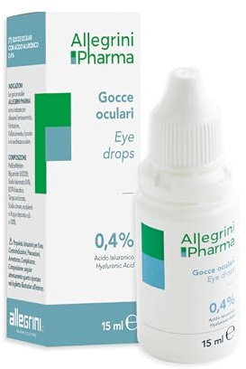 Allegrini Pharma Collirio Occhi Secchi Stanchi e Rossi Gocce Oculari e Lacrime Artificiali Idratanti con 0,4% di Acido Ialuronico Previene Irritazione e Arrossamento 15 ml