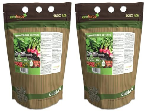 CULTIVERS Abono Guano Ecológico con 2x5kg. Fertilizante Universal de Origen 100% Orgánico y Natural para Huerto y Jardín.