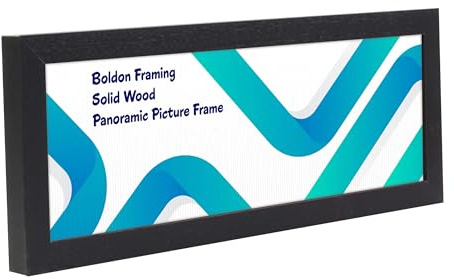 Boldon Framing - Black 16x6 Solid Wood Thin Panoramic Sizes Picture Frames Photo Frames Modern Poster Frame