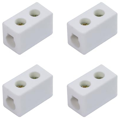 1 Bloques de Terminal de Cerámica de Vía, 30A 250V Conectores de Cerámica de Porcelana de Alta Temperatura con Apertura de Entrada de 6mm para Cable Eléctrico, y Varias Situaciones de Cableado(4pcs)