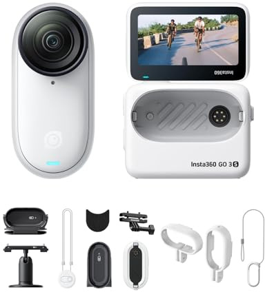 Insta360 GO 3S Cycling Multiview Bundle 128GB White - 4K Tiny Portable Vlogging Camera, Hands-Free POVs, Mount Anywhere, Stabilization, 140 Min Battery Life, 10m Waterproof, AI Editing, For Vlog