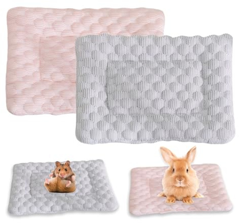 Lot de 2 lits de 31 x 21 cm pour lapins et cochons d'Inde, accessoires pour cochons d'Inde, chats - Lit chaud et moelleux en peluche pour petits animaux