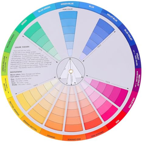 Angoily Card Wheel Rotatable Tool for Creative Mixing and Learning International Standard Chart for Fashion and Artists