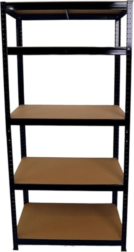 PRADICHI Garage Shelving Unit – 5 Tier Heavy Duty Storage Rack | Boltless Free Standing Shelves for Home, Office, Warehouse, Shed, Kitchen, Bedroom, Living Room (Black)