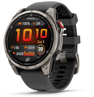 Garmin fēnix® 8 Pro, 47mm, AMOLED Display, Premium Connected Multisport GPS Smartwatch, inReach® Technology, Sapphire, Titanium with Graphite/Black Silicone Band