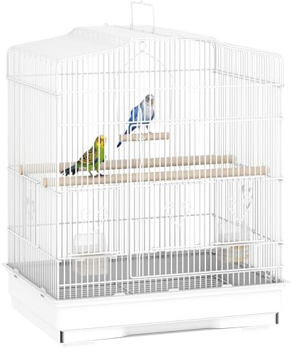 PawHut Vogelkäfig Vogelvoliere für Wellensittich 46,5 x 36 x 59 cm Weiß
