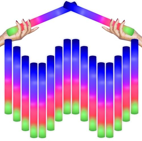 42 varillas luminosas de espuma LED gigantes multicolor con 3 modos de luz, barras luminosas intermitentes en la oscuridad para bodas, cumpleaños, conciertos, fiestas, raves, Nochevieja, graduación