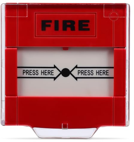 Kichvoe Bouton D'urgence Incendie Manuel Réinitialisable Rouge Monopolaire, Interrupteur à Bouton-poussoir Robuste et Étanche, Panneau de Réinitialisation D'alarme Rapide pour Sécurité