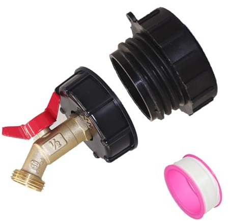 Generisch IBC Tote Adapter S60 x 6 - Leakproof Brass Tote Fittings for 1000L Water Tank | Garden Hose Connector Replace Valve Fitting Faucet | Coarse Thread Drain with Butterfly Handle Switch, 1 Unit