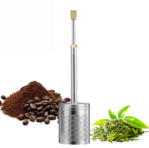 NPLSEO Portable Coffee & Tea Maker, Stainless Steel Press Type Micro French Press, Reusable Coffee Brew Plunger Infuser for Home, Office, Travel, Camping, Easy Cleanup