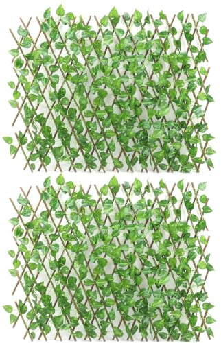 Ameble Recinzione Privacy edera espandibile da 2 Pezzi da 27, 56 Pollici con Foglie Artificiali, Schermo Privacy con Telaio Retrattile Liscio per Giardino, Balcone, Patio