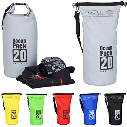 Relaxdays Dry Bag, 20L, Waterproof Ocean Backpack, Ultralight Gear for Kayaks, Boating, Skiing, Sailing, Dark Grey