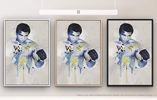 Paul Sinus Art Muhammad Ali I 90x60cm auf Leinwand im Schattenfugenrahmen Weiss
