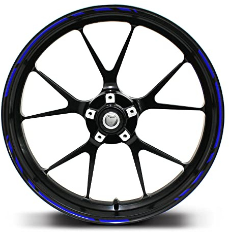 Felgenrandaufkleber Speed Design 12 Teilig Komplett-Set -Finest Folia passend für 17 Zoll & 161819 Felgen Motorrad Auto Fahrrad MR002 (Blau)