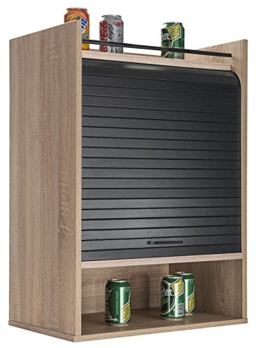 SIMMOB Küchenmöbel Eiche Vorhang Schwarz oder Weiß 4 Fächer 54 x 76,6 x 35,4 cm