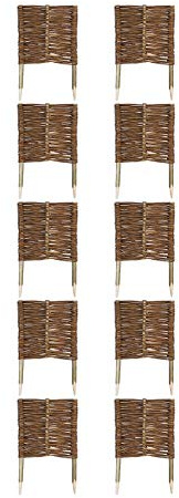 10 x Weide Beeteinfassung 16 Größen ( Höhe: 30 cm Länge: 30 cm ) Weidenzaun Rasenkante aus Weidengeflecht - Garten Beetbegrenzung für Blumen und Gemüse - Steckzaun mit Buchepflöcken für Weg-Abgrenzung