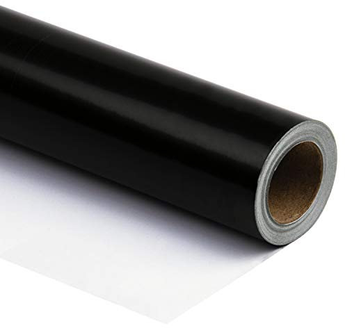 RUSPEPA Schwarz Glänzendes Geschenkpapier - Einfarbig Für Hochzeit, Geburtstag, Dusche, Glückwunsch Und Weihnachtsgeschenke - 76 cm X 10 m