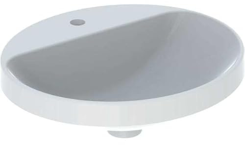 Geberit VariForm Einbauwaschtisch oval, 500x450mm, mit Hahnloch, ohne Überlauf, 500.715.00.2, Farbe: Weiß