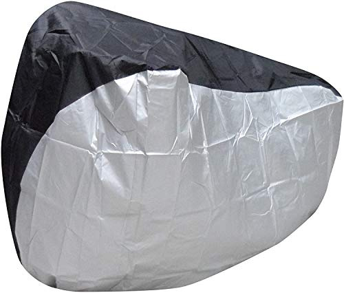 ATCG Fahrradabdeckung 190T Nylon Wasserdichte Fahrradabdeckung für 20 Zoll Fahrrad, Kinderfahrrad Outdoor Aufbewahrung mit einer Tasche, S (Silber mit schwarzer Oberseite)