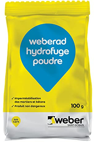 Hidrófugo de masa en polvo para impermeabilización de morteros y hormigones, 100g, WEBERAD HIDROFUGE, WEBER