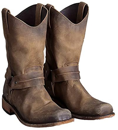 Herren Westernstiefel Weiche Retro und Bequeme Gummisohle Stiefel für Frühling Herbst Wandern Trekking-Jagd