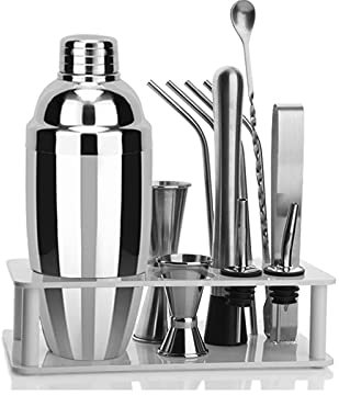 Cocktail Shaker Set Ensemble à Cocktail Shaker Ensembles de fabrication de cocktails, 12 pcs Boissons Set, Kit Martini Kit Perfect Home Bartender Kit de mélange de barman, Tools Bar professionnel et o